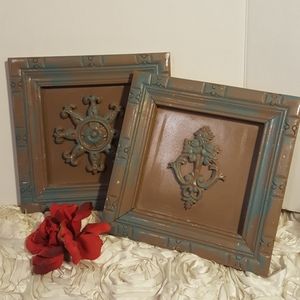 Home Decor Frame Wooden Distressed Wall Art Set of 2.